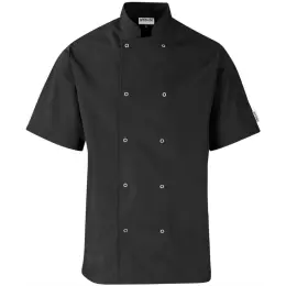 Unisex Short Sleeve Zest Chef Jacket Black Front